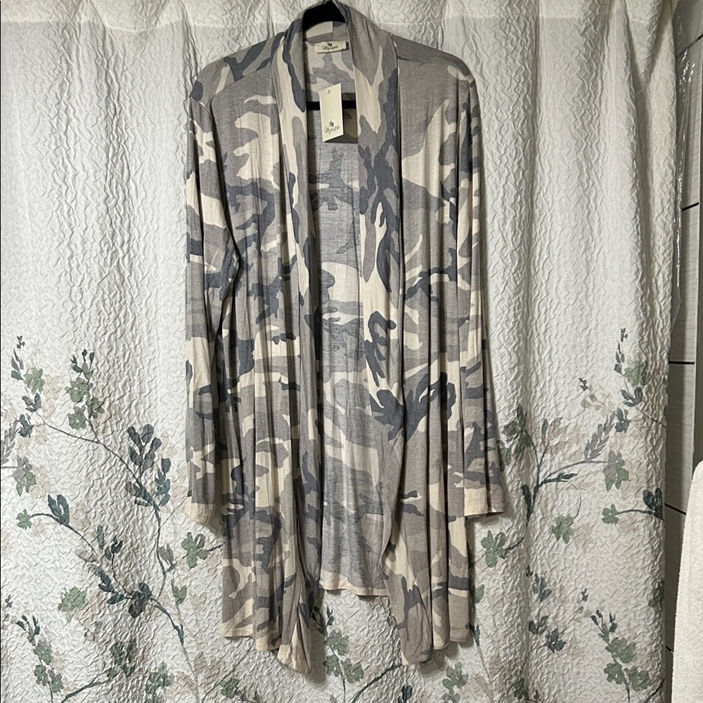 NWT Camouflage Open Front Cardigan